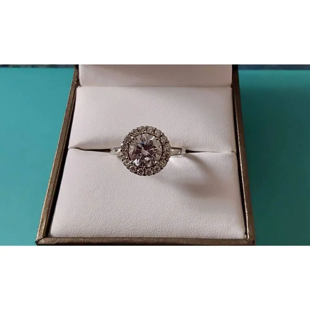Gorgeous 3 Ct. Round Cut Sim Diamond Halo Engagement/Bridal Ring Sz 8~.925SS
